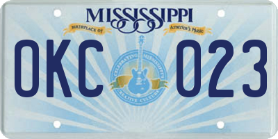 MS license plate OKC023