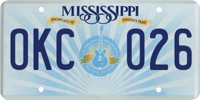 MS license plate OKC026