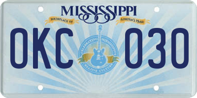 MS license plate OKC030
