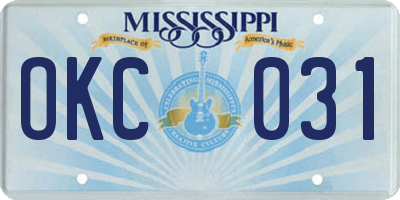 MS license plate OKC031
