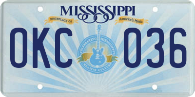 MS license plate OKC036