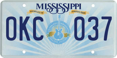 MS license plate OKC037