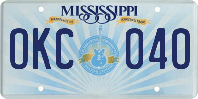MS license plate OKC040