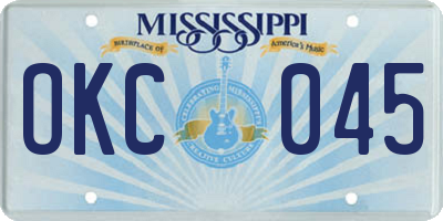 MS license plate OKC045