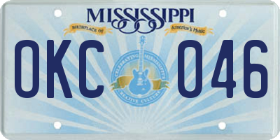 MS license plate OKC046