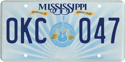 MS license plate OKC047