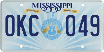 MS license plate OKC049