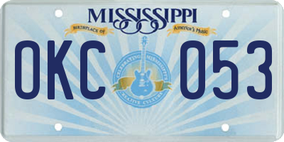 MS license plate OKC053