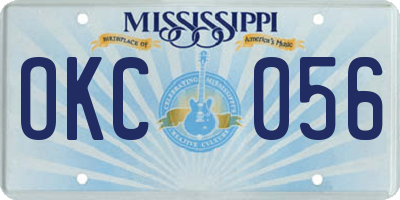 MS license plate OKC056