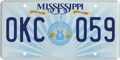 MS license plate OKC059