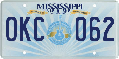 MS license plate OKC062