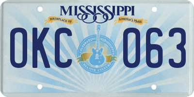 MS license plate OKC063