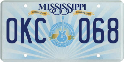 MS license plate OKC068