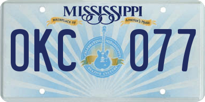 MS license plate OKC077