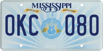 MS license plate OKC080