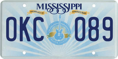 MS license plate OKC089