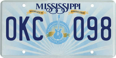 MS license plate OKC098