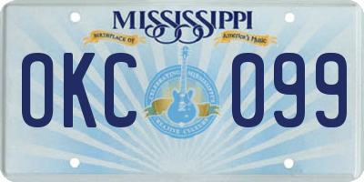 MS license plate OKC099