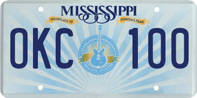 MS license plate OKC100