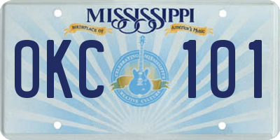 MS license plate OKC101