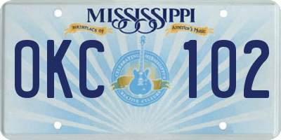 MS license plate OKC102