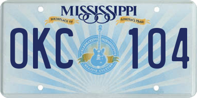 MS license plate OKC104