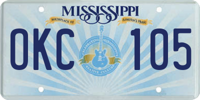 MS license plate OKC105