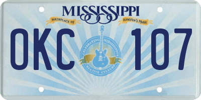 MS license plate OKC107