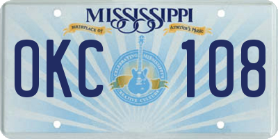 MS license plate OKC108