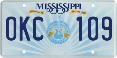 MS license plate OKC109
