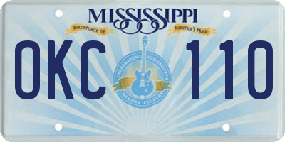 MS license plate OKC110