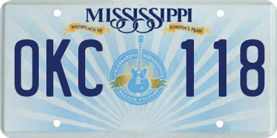 MS license plate OKC118
