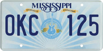 MS license plate OKC125