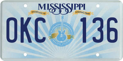MS license plate OKC136