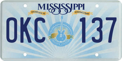 MS license plate OKC137