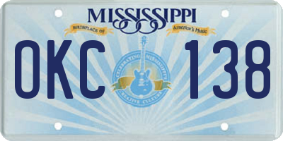 MS license plate OKC138