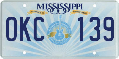 MS license plate OKC139