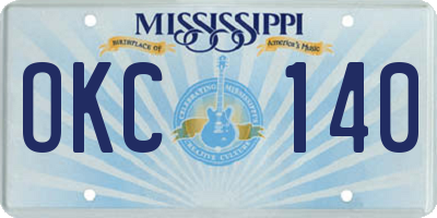 MS license plate OKC140