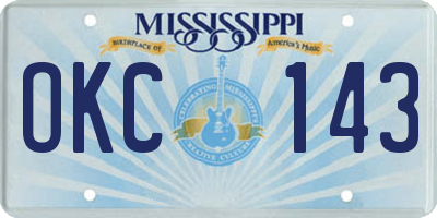 MS license plate OKC143