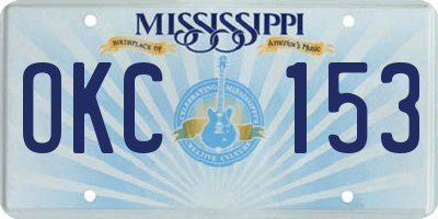 MS license plate OKC153