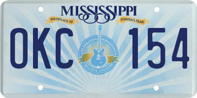 MS license plate OKC154