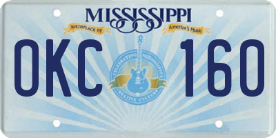 MS license plate OKC160