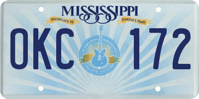 MS license plate OKC172