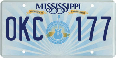 MS license plate OKC177