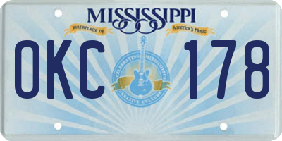 MS license plate OKC178
