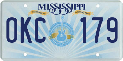 MS license plate OKC179