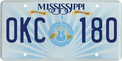 MS license plate OKC180