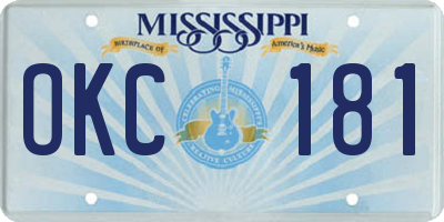 MS license plate OKC181