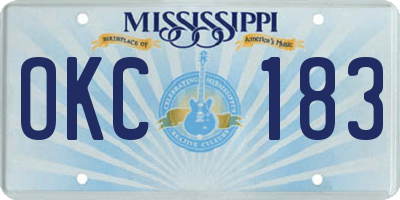 MS license plate OKC183