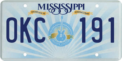 MS license plate OKC191